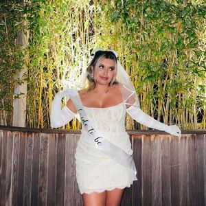 NBD Revolve strapless lace mini dress